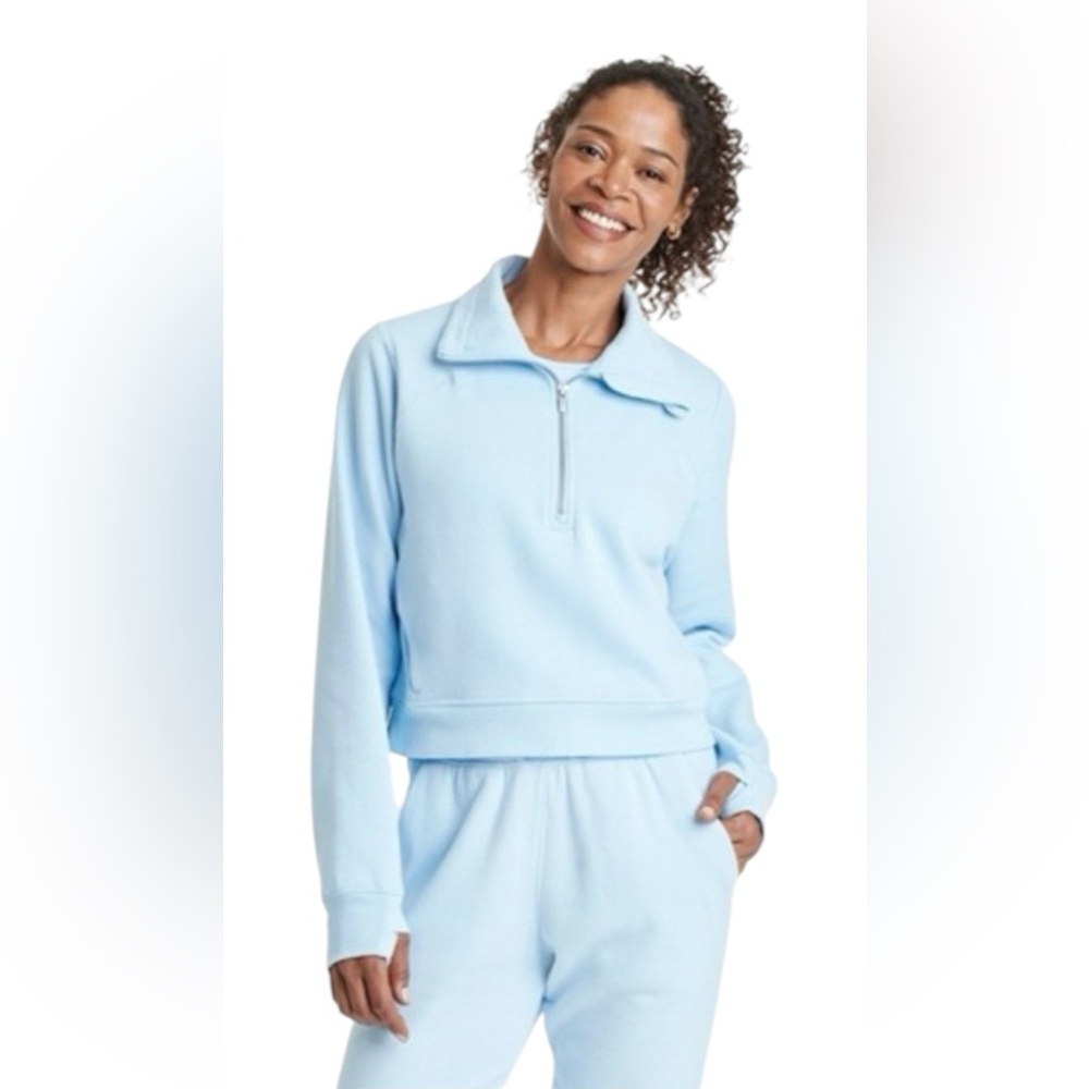 Women's All In Motion Fleece Half Zip Pullover Sweatshirt Blue Size M